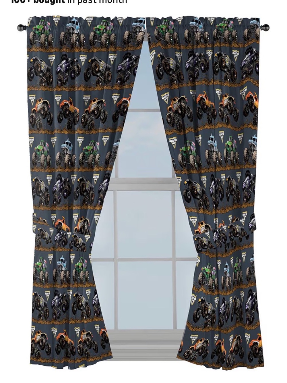 Monster Jam Black & Orange Monster Truck curtains. - Picture 2 of 2